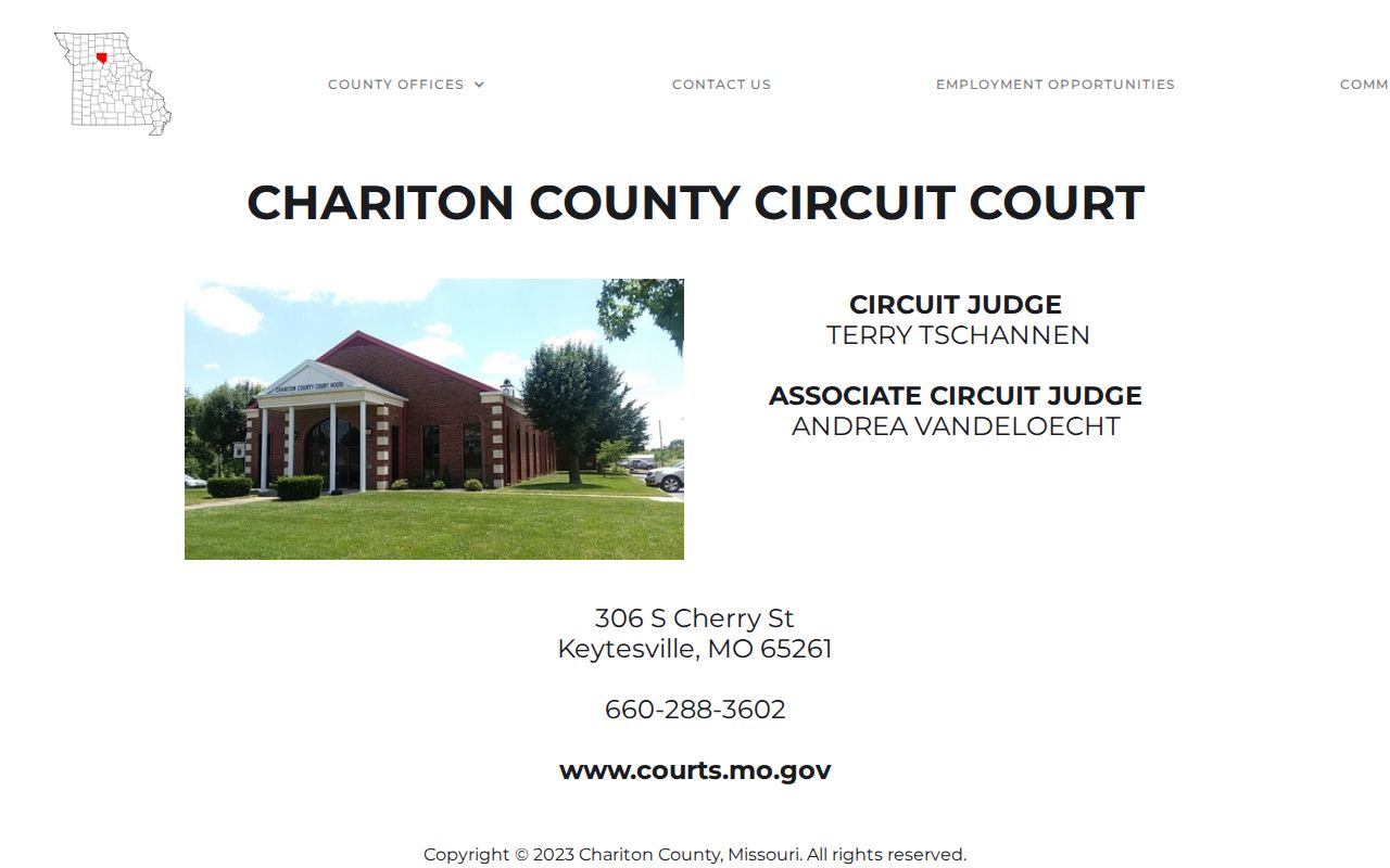 Official Chariton County Circuit Court page with contact information